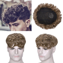 Load image into Gallery viewer, Light Brown &amp; Grey Mix Human Hair 150% Density Toupee