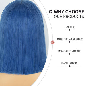 Powder Blue 150% Density Straight Hair Bob Wig