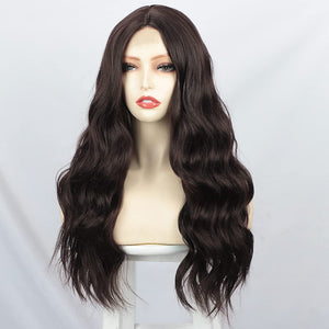 Kaitlyn Dark Brown Beach Waves Middle Part Synthetic Wig