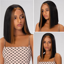 Load image into Gallery viewer, Brown Highlights 150% Density Straight Hair Bob Wig