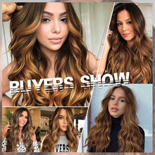 Load image into Gallery viewer, Isabella Long &amp; Wavy Brown Highlights Middle Part Synthetic Wig