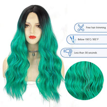 Load image into Gallery viewer, Cleo Green Long Wavy Ombre Middle Part Synthetic Wig