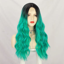 Load image into Gallery viewer, Cleo Green Long Wavy Ombre Middle Part Synthetic Wig
