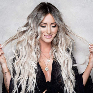 Ombre Platinum Blonde 24 Inches Long Wavy Middle Part Synthetic Wig