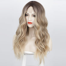 Load image into Gallery viewer, Ash Blonde 24 Inches Ombre Middle Part Synthetic Wig