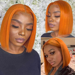 Mylah Orange 150% Density Straight Hair Bob Wig