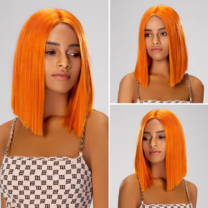Mylah Orange 150% Density Straight Hair Bob Wig