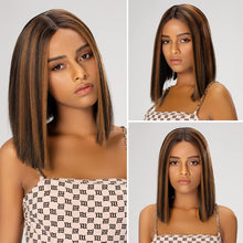 Load image into Gallery viewer, Miley Brown Highlights 150% Density Straight Hair Bob Wig