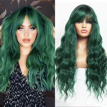 Load image into Gallery viewer, Mermaid Green Kassandia Long Beachwave Synthetic Wig with Bangs