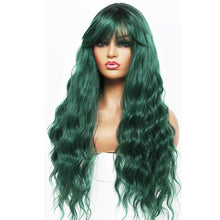 Load image into Gallery viewer, Mermaid Green Kassandia Long Beachwave Synthetic Wig with Bangs