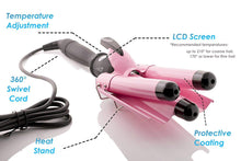 Load image into Gallery viewer, Three Barrel Curling Iron Wand with LCD Temperature Display