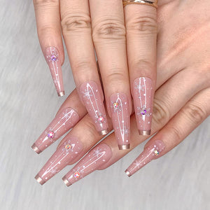Pink & Nude Glossy Snowflakes Press-On Nails