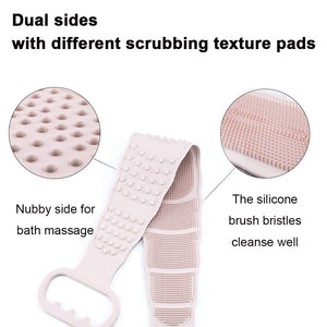 Silicone Back Scrubber Pink Handle Body Washer