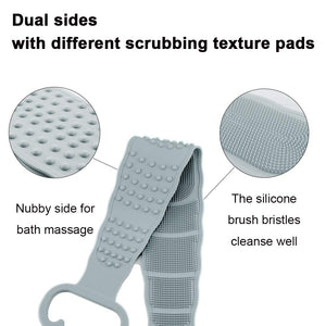 Silicone Back Scrubber Grey Handle Body Washer