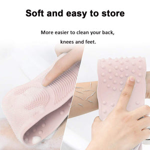 Silicone Back Scrubber Pink Handle Body Washer