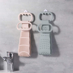 Silicone Back Scrubber Grey Handle Body Washer