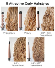 Load image into Gallery viewer, Rose Gold Tourmaline Ceramic 5 in 1 Curling Iron