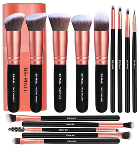 Soft and Silky Premium Synthetic 14-Piece Makeup Brush, Rose Gold