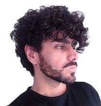Load image into Gallery viewer, Quentin Black Curly Synthetic Layered Men&#39;s Wig