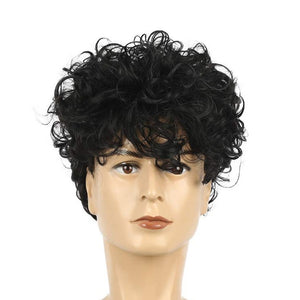 Quentin Black Curly Synthetic Layered Men's Wig