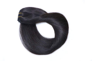 Jet Black Silky Straight Human Hair Clip-In Extensions