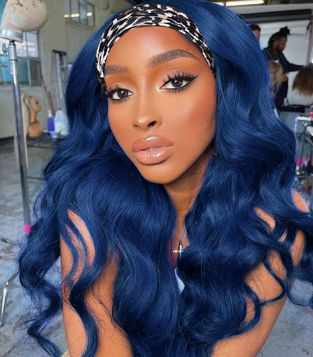 Lexi Navy Blue Body Wave 22 Inches Synthetic Headband Wig