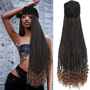 Tasha 1B27  30 Inches Ombre Bairded Hat Wig With Culy Ends