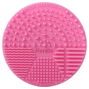 Round Silicone Makeup Brush Cleaning Mat, Makeup Brush Scrubber, Cosmetic Brush Cleaner with Suction Cup