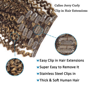 Shakira Kinky Curly #P4/27 Clip Human Hair Extension
