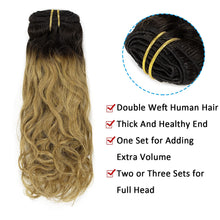Load image into Gallery viewer, Dirty Blonde #T1B/27 Curly Clip Human Hair Extension