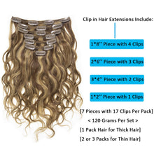 Load image into Gallery viewer, Maria Natural Wave #P4/27 Curly Clip Human Hair Extension