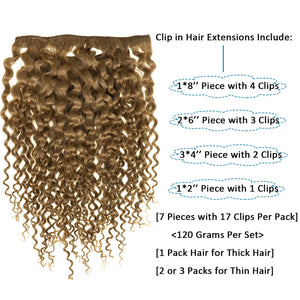 Honey Blonde Curly #27 Clip Human Hair Extension
