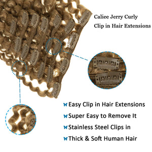 Honey Blonde Kinky Curly #27 Clip Human Hair Extension