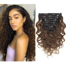 Load image into Gallery viewer, Dominique Natural Wave #1B/4 Curly Clip Human Hair Extension