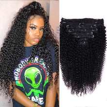 Load image into Gallery viewer, Jordyn Natural Black 14-24 Inches Kinky Curly Clip-in Human Hair Extension, 8Pcs 18Clips