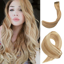 Load image into Gallery viewer, Strawberry Blonde Balayage Silky Straight Human Hair Clip-In Extensions