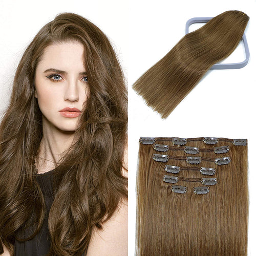 Lexi Brown Human Hair Straight  Clip-in Extensions