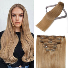 Load image into Gallery viewer, Honey Blonde Straight Human Hair Clip-in Hair Extensions