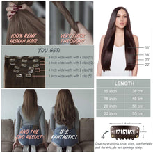 Load image into Gallery viewer, Mia Balayage Dark Brown to Blonde Straight 7Pcs Human Hair Clip-in Hair Extensions