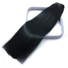 Load image into Gallery viewer, Jet Black Straight Human Hair Clip-in Hair Extensions