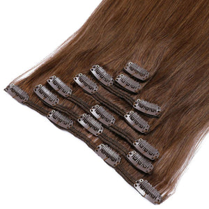 Medium Brown Allison Straight Human Hair Clip-In Extensions