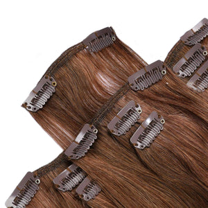 Malia Auburn Brown Human Hair Clip-In Extensions