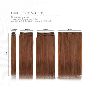 Reddish Brown Straight Human Hair Clip-in Hair Extensions