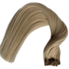 Load image into Gallery viewer, Blonde Bombshelle With Highlights Silky Straight Human Hair Clip-In Extensions