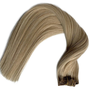Blonde Bombshelle With Highlights Silky Straight Human Hair Clip-In Extensions