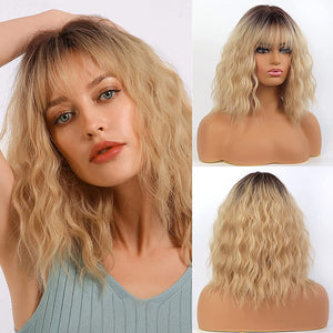 Lillie Curly Wig with Bangs Synthetic Bob Hair Wig