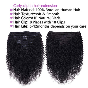 Zuri Curly Human Hair 14 - 24" Clip-in Extensions