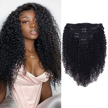 Load image into Gallery viewer, Zendaya 14-24 Inches Natural Black Kinky Curly Clip-Ins Human Hair Extensions