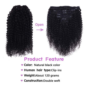 Zendaya 14-24 Inches Natural Black Kinky Curly Clip-Ins Human Hair Extensions