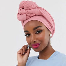 Load image into Gallery viewer, Turban Scarf Pink Long Hair Scarf Hijab Shawl